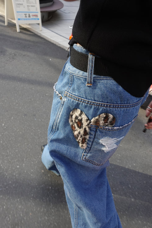 レオパードパッチボーイズデニム